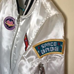 Forever 21 Jackets & Coats - Space Bomber Jacket // White Satin Forever 21 Jackets & Coats - Space Bomber Jacket // White Satin